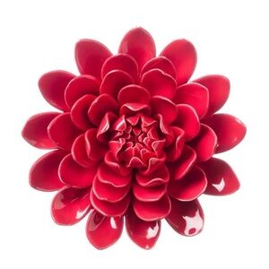 Red Ceramic Flower Decor 8”